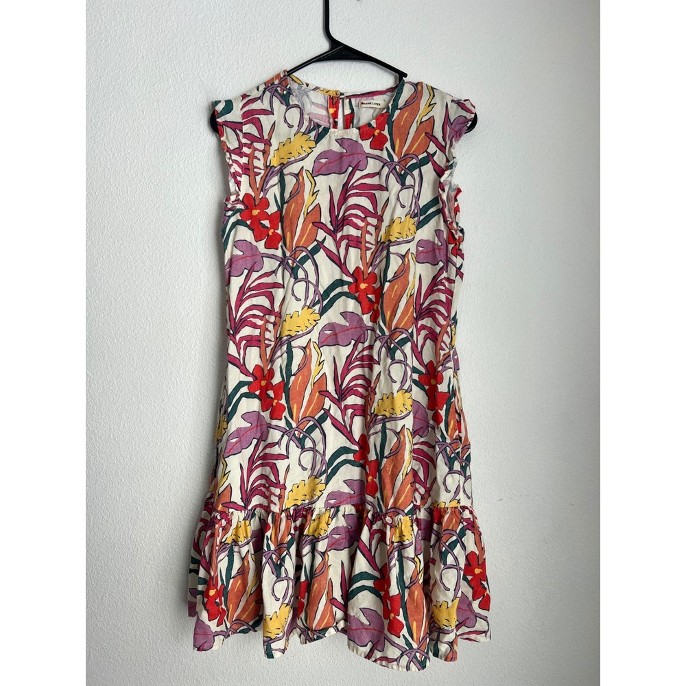 Marine Layer Tropical Floral Print Ruffle Hem‎ Dress Women's Size S
